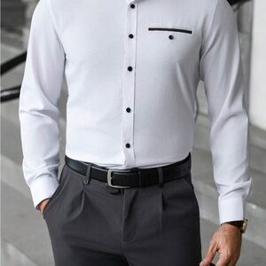 Men's Purple Dress Shirt with Black Accents